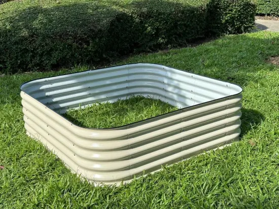 Jardinière d'extérieur galvanisée en Aluzinc, 17 pouces de hauteur, 9 en 1, Kit de lit surélevé modulaire en métal ondulé pour légumes, fleurs et herbes